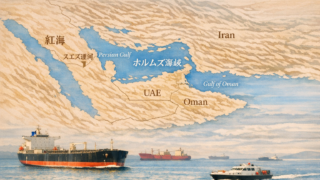 ホルムズ海峡・紅海・スエズ運河の位置関係と原油輸送ルート