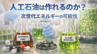 人工石油は作れるのか？ 合成燃料と藻類燃料の研究イメージ